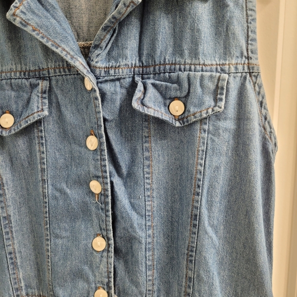 Lameera Sleeveless Jean Polyester Floral 90s Retro Vintage Dress Size Medium - Picture 3 of 9